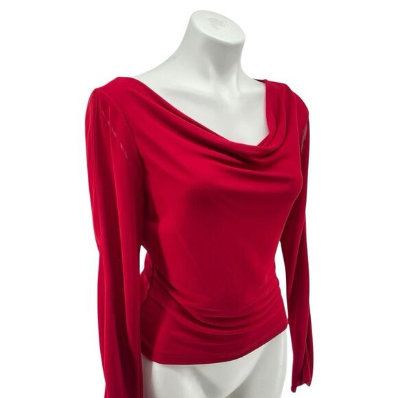 Vintage Niche USA Red Cowl Neck Cutout Long Sleeve Blouse Top Women’s Large - Picture 5 of 13